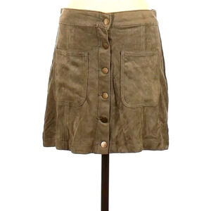 Altar'd‎ State Faux Suede Button Front Mini Skirt Olive Green Size Large